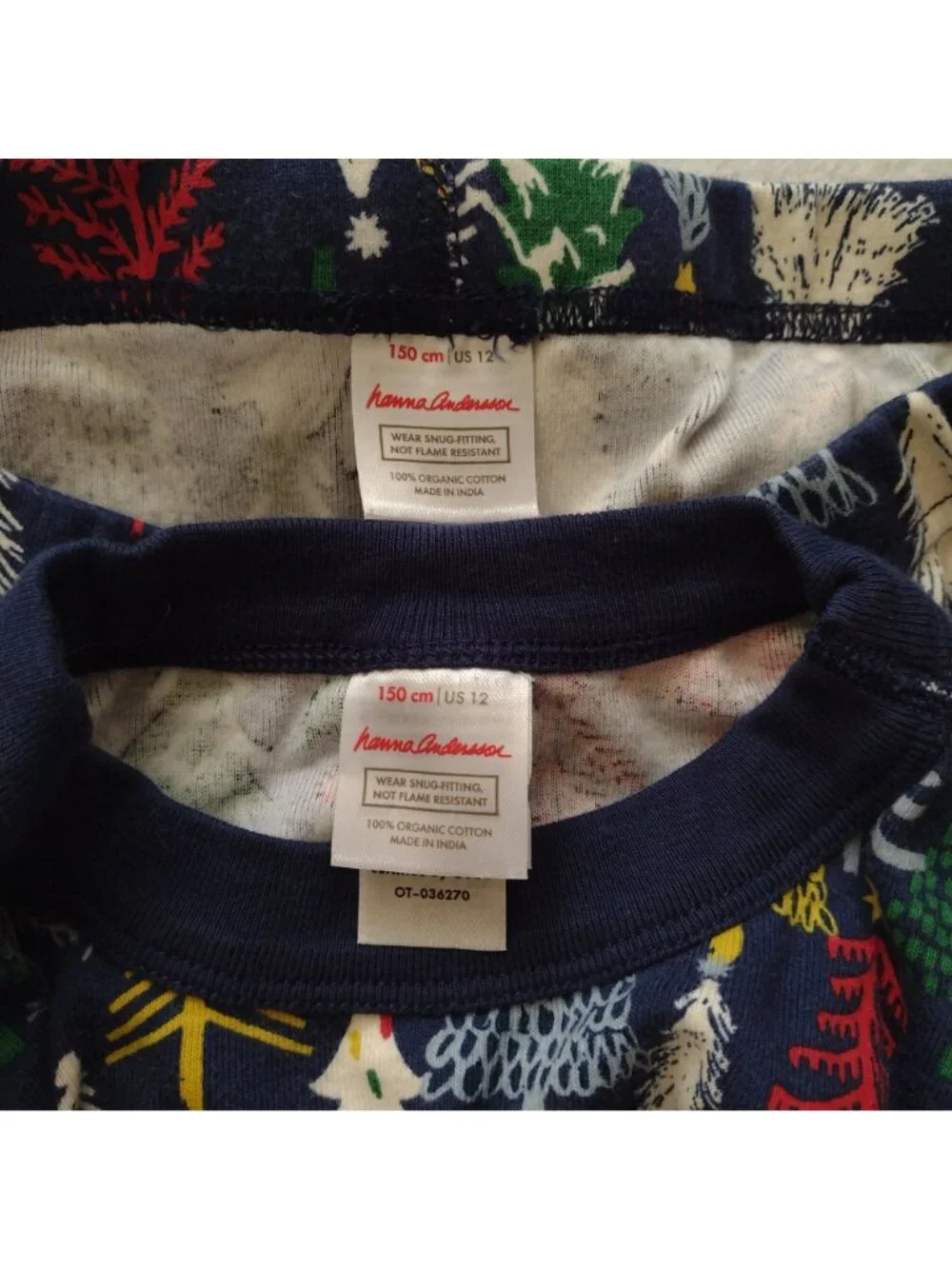 Hanna Andersson Kids Christmas Tree Pajama Set 12 Organic Cotton Holiday PJs